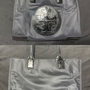 Tory Burch Black Nylon Tote with Glossy Logo